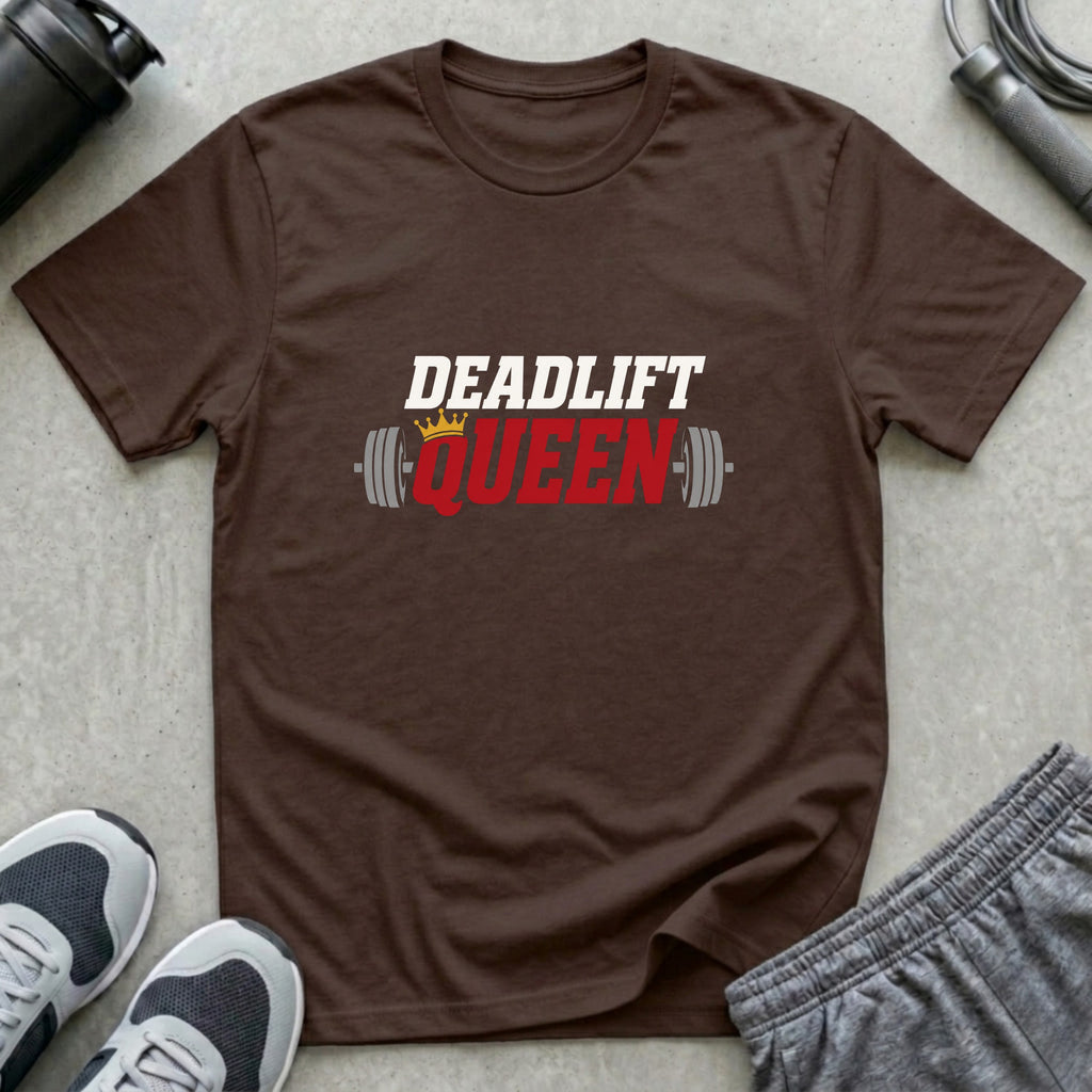 Deadlift Queen | Retro Graphic Unisex T-Shirt - Dark Chocolate