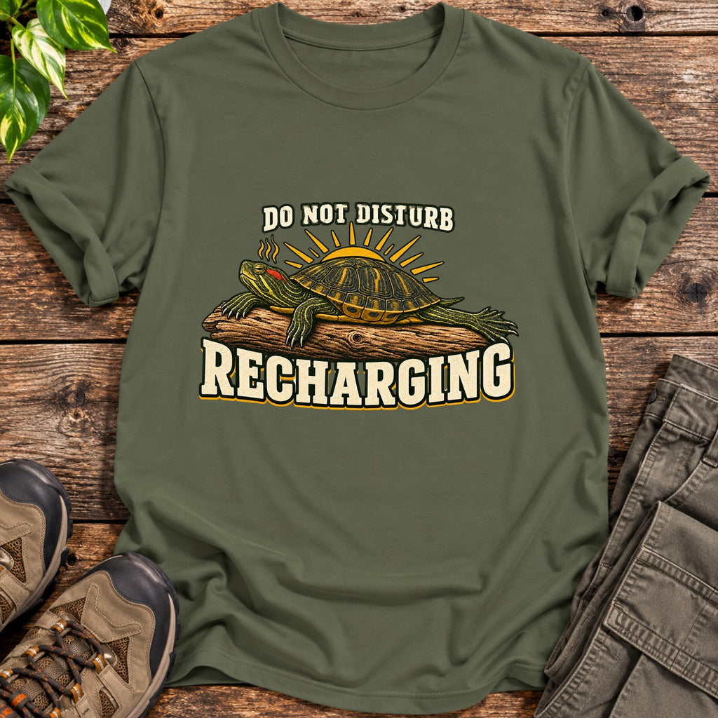 Recharging Turtle T-Shirt - Military Green