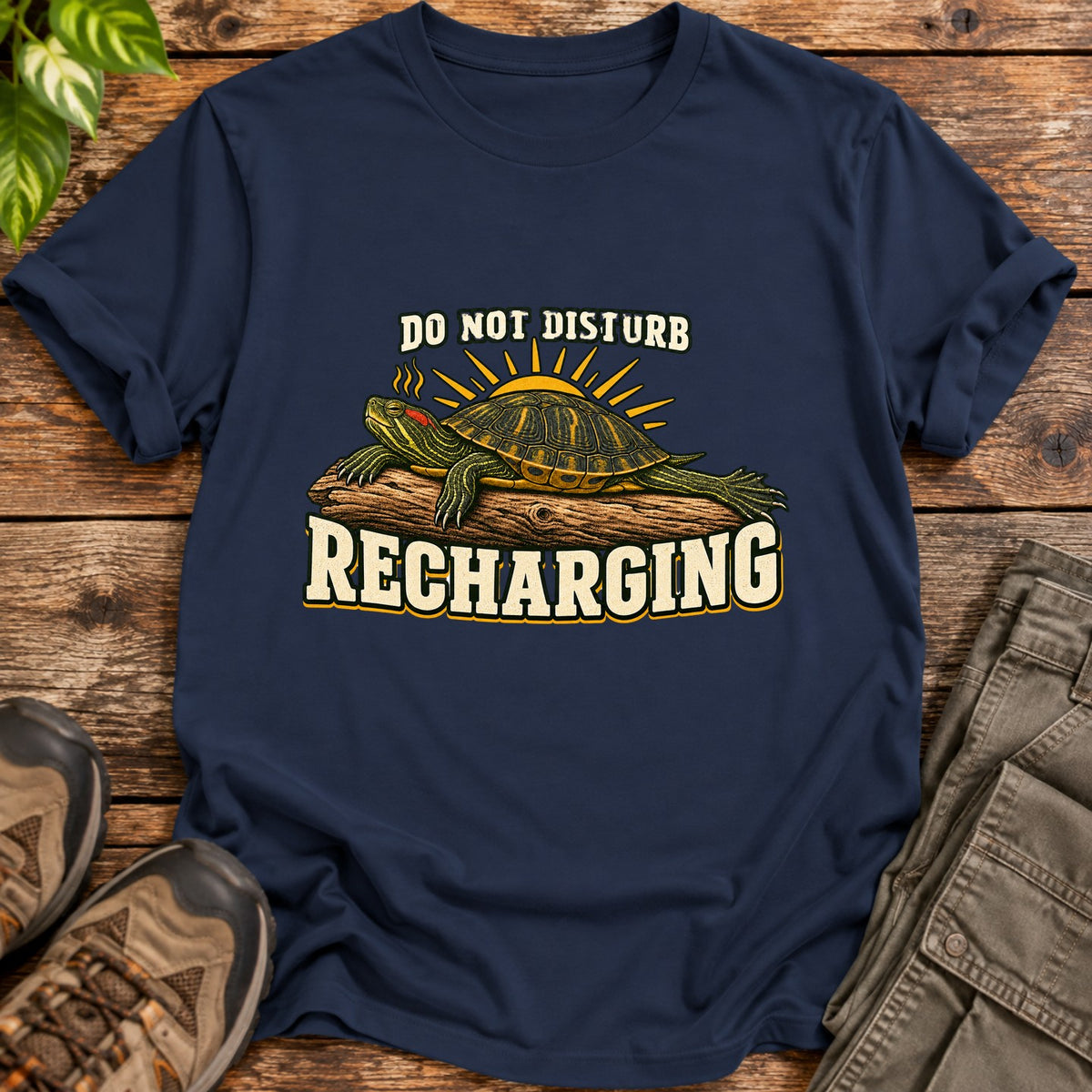 Recharging Turtle T-Shirt - Navy