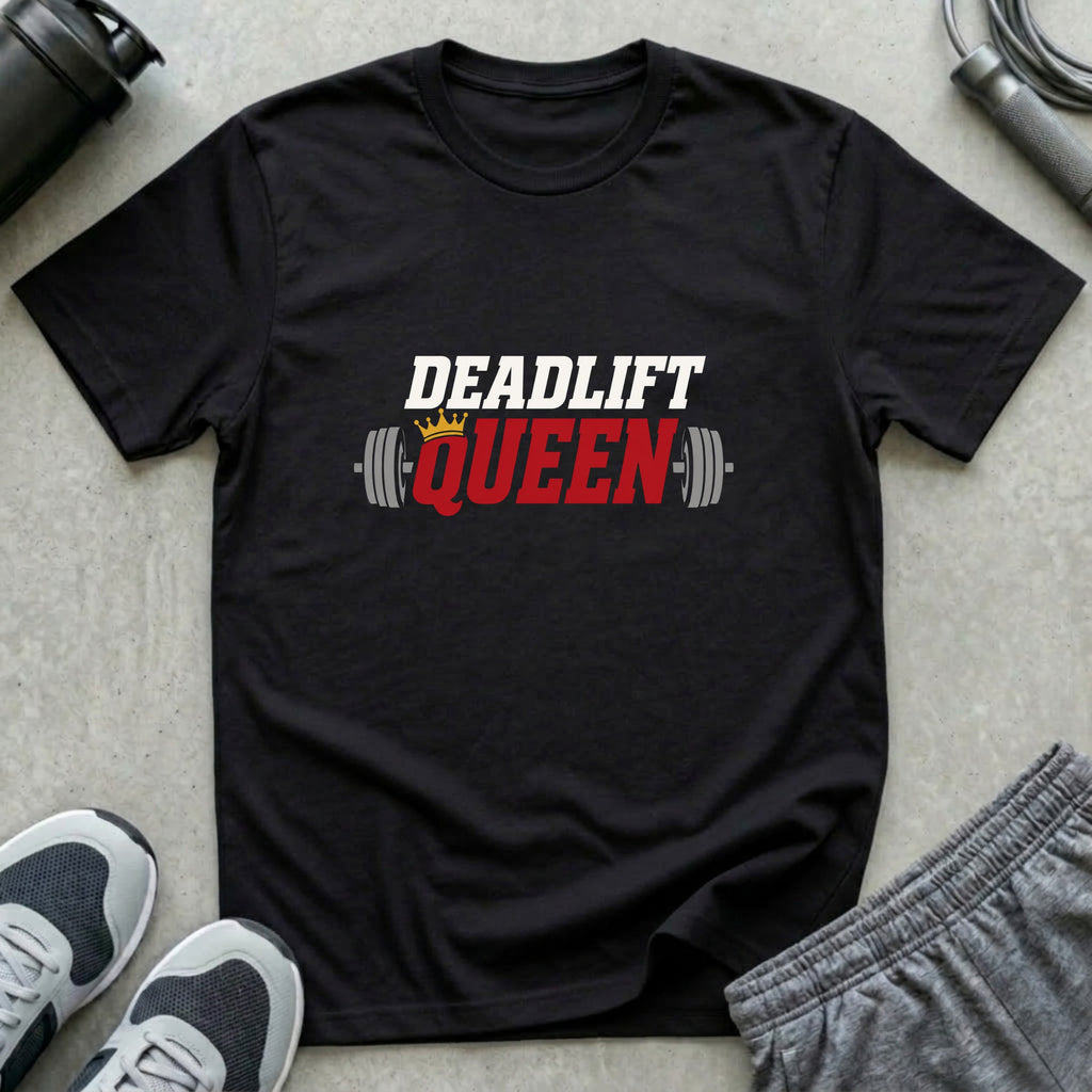 Deadlift Queen | Retro Graphic Unisex T-Shirt - Black