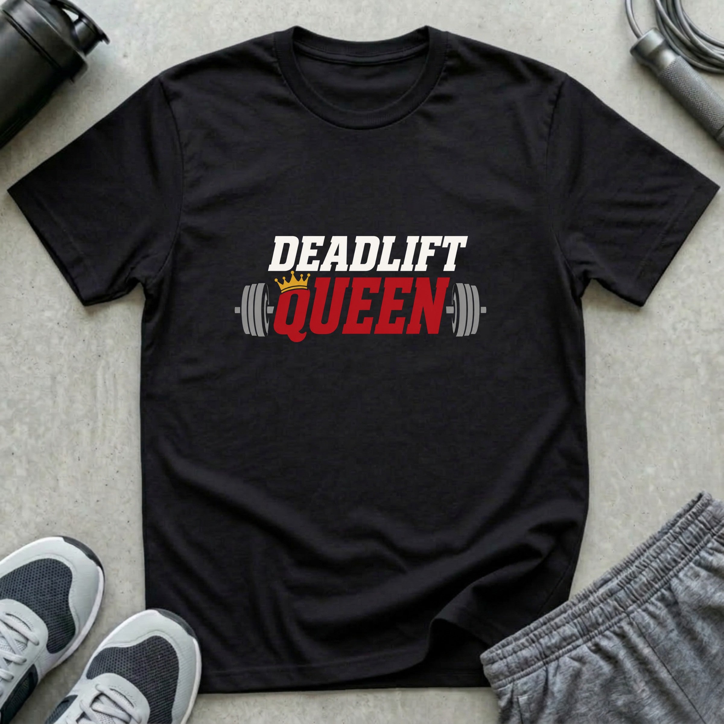 Deadlift Queen | Retro Graphic Unisex T-Shirt - Black