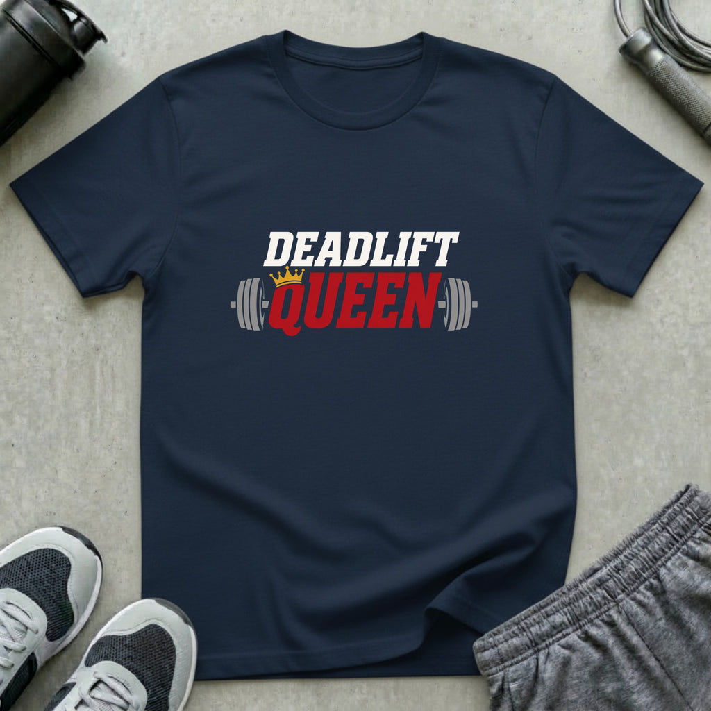 Deadlift Queen | Retro Graphic Unisex T-Shirt - Navy