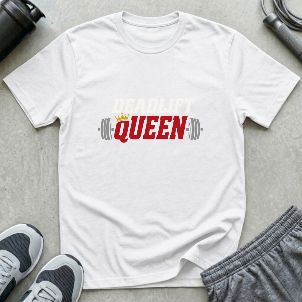 Deadlift Queen | Retro Graphic Unisex T-Shirt - White