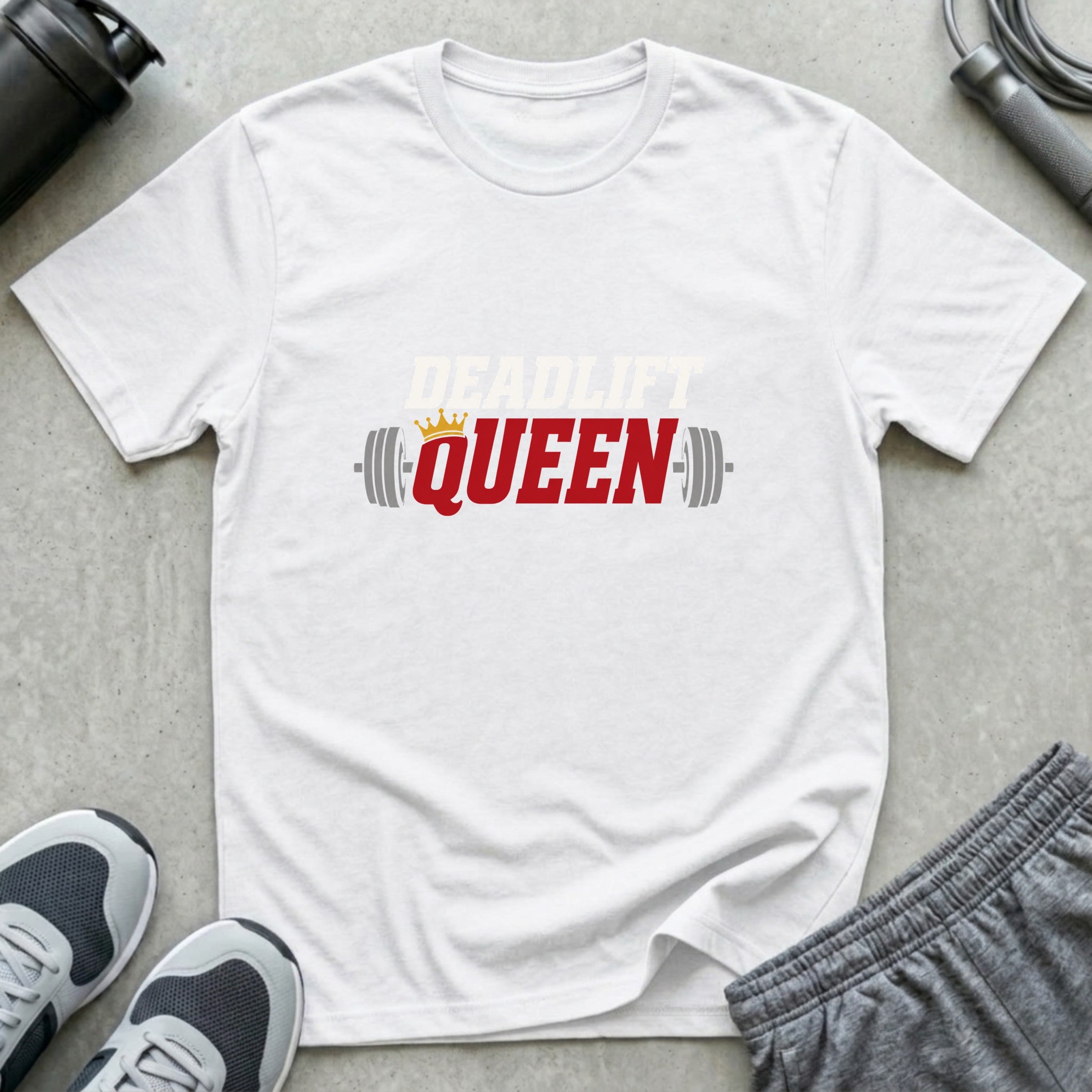 Deadlift Queen | Retro Graphic Unisex T-Shirt - White