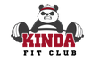 Logo of Kinda Fit Club with a panda lifting weights on a white background
