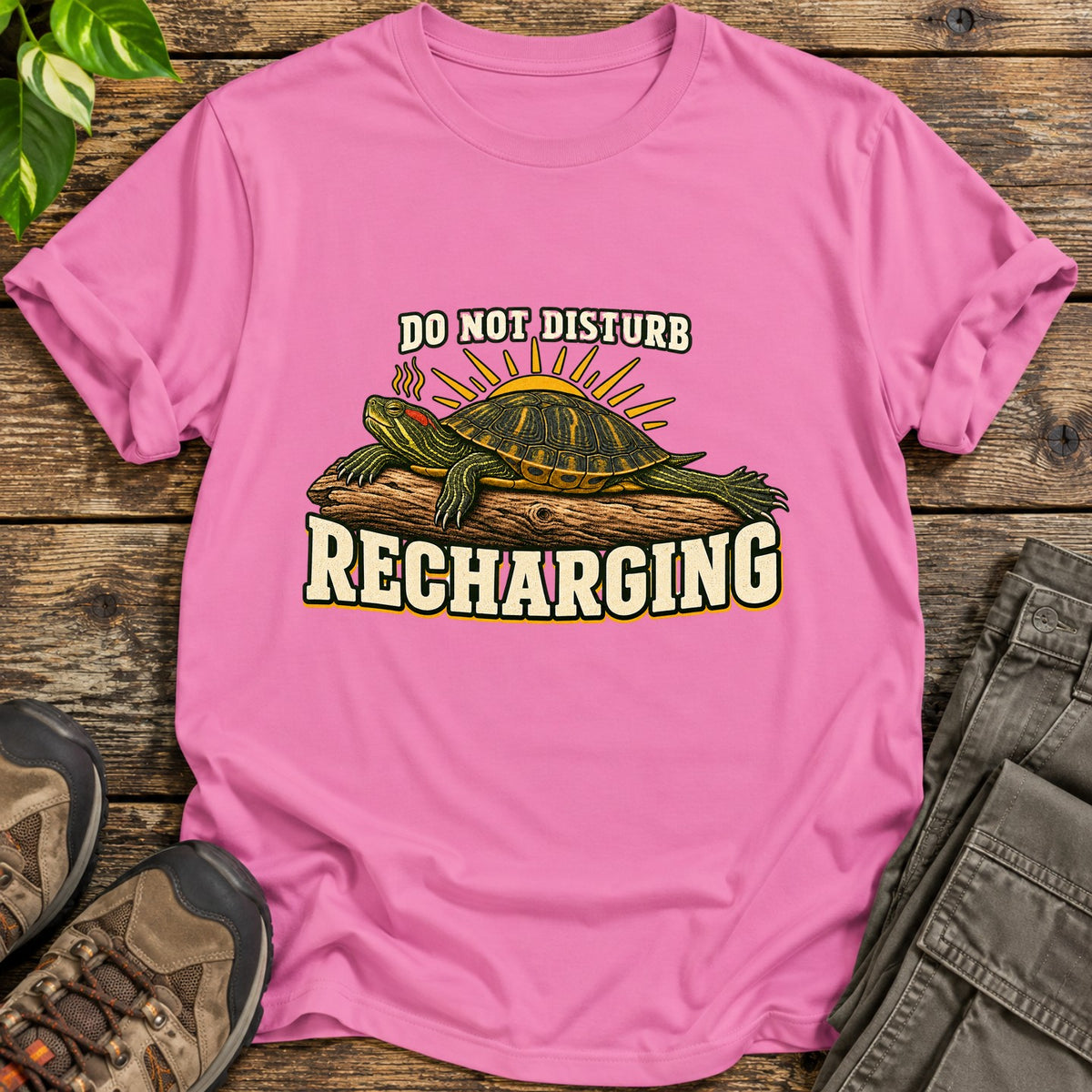 Recharging Turtle T-Shirt - Azalea