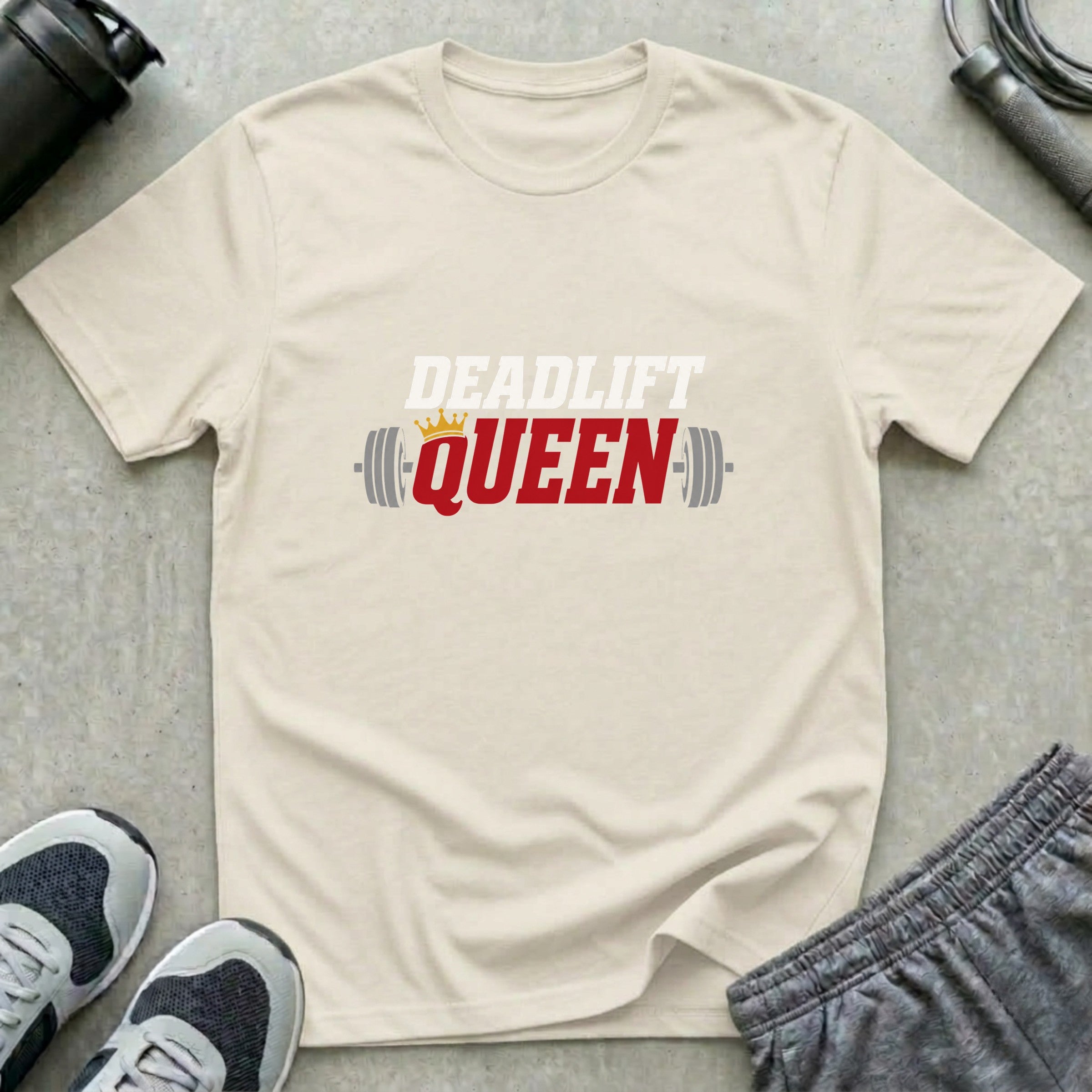 Deadlift Queen | Retro Graphic Unisex T-Shirt - Natural