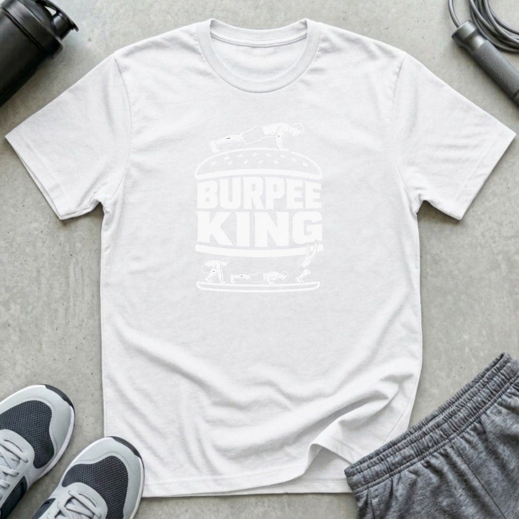 Burpee King | Retro Graphic Unisex T-Shirt - White